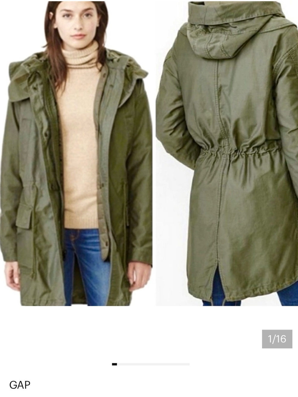GAP Olive Green Hooded Utility Parka